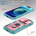 thumbnail image 2 of Nalacover Heavy Duty Case for iPhone 15 Pro Max with Camera Lens Sliding Cover, Triple Layers Ring Kickstand Hybrid Rugged PC + TPU Shockproof Case with Magnetic Car Mount Holder,Pink/Green, 2 of 11