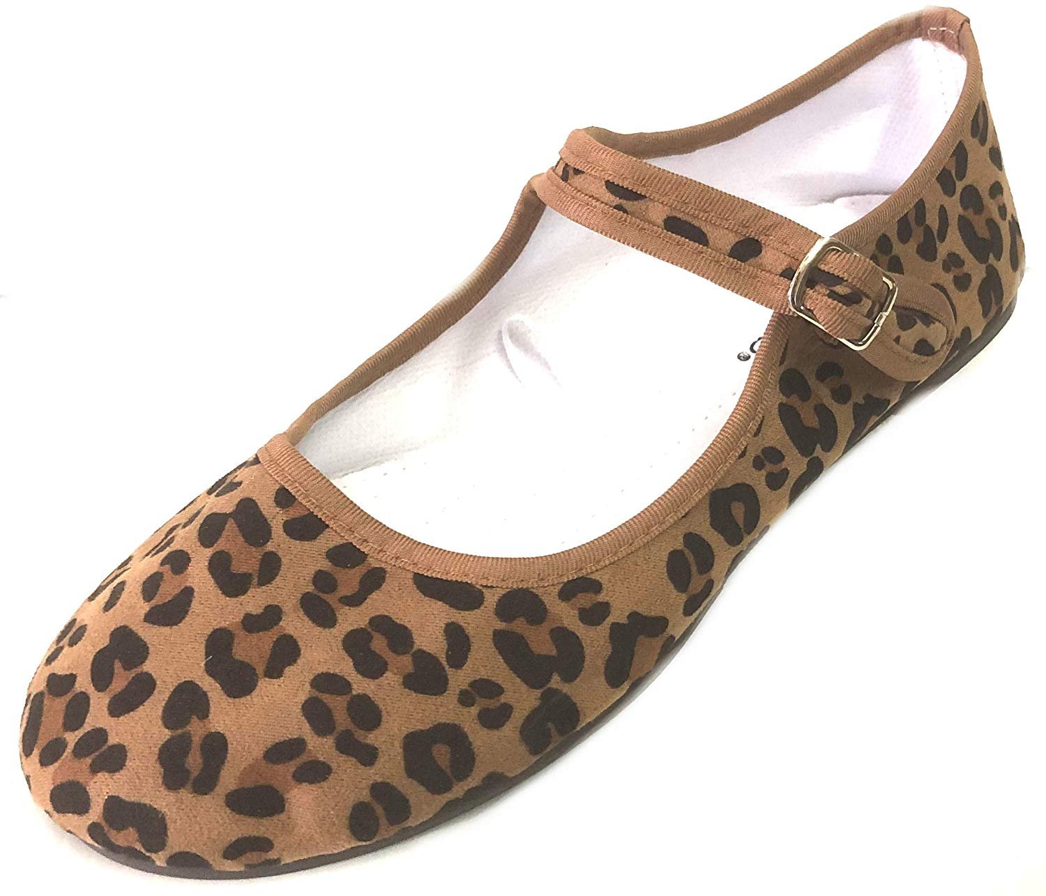 Shoes 18 Womens Cotton China Doll Mary Jane Shoes Ballerina Ballet Flats Shoes 118 Leopard Micro
