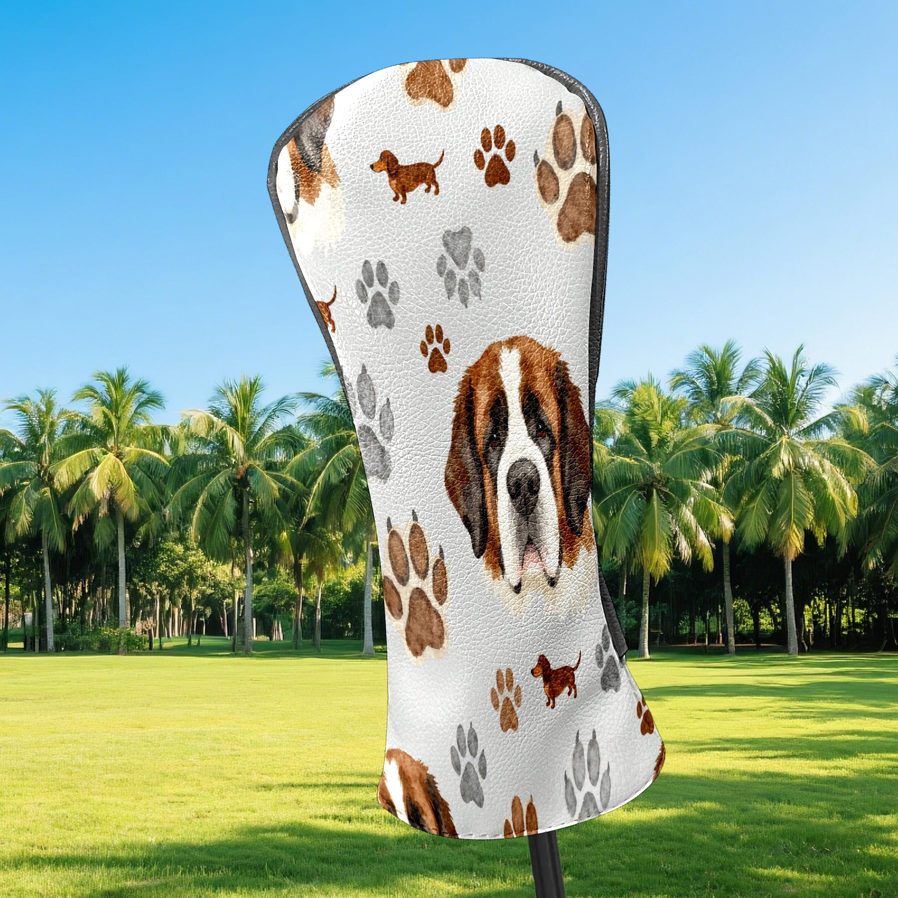 Golf Club Covers, Gray DogPaw Premium PU Leather Driver Hybrid Putter Head Covers with Velvet Lining, Waterproof Golf Gifts for Men Women