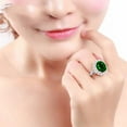 thumbnail image 2 of Uloveido Womens Silver Color Oval Cut Green Cubic Zirconia Ring Birthstone Adjustable Synthetic Emerald Rings (Green), 2 of 7