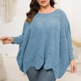 thumbnail image 2 of UYISJ Womens Sweaters Plus Size Crochet Top Off The Shoulder Sweater Oversized Tops Long Batwing Sleeve Pullover Blouses Top Blue 3XL, 2 of 5