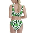 thumbnail image 3 of Daiia Leopard print St. Patrick's Day printed 2 piece Swimsuit Bikinis for Women High Waisted Racerback Bathing Suits Summer Tummy Control Scoop Neck Swimwear-X-Large, 3 of 8