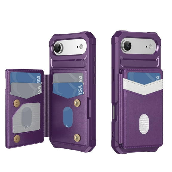Allytechgroup Wallet Case for Apple iPhone 17 Air, PU Leather TPU Shockproof Anti-Scratch Cards Slots Stand Protective Magnetic Closure Flip Back Cover Shell for iPhone 17 Air, Purple