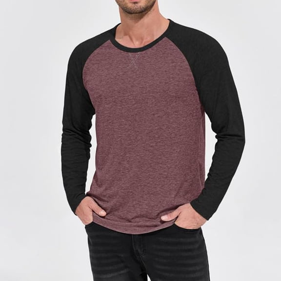 Mens Big & Tall T Shirts Plus Size M-4X Long Sleeve Crewneck Tees Tops Pullover Color Block Breathable Basic Loungewear Athletic Workout Tshirts Shirt