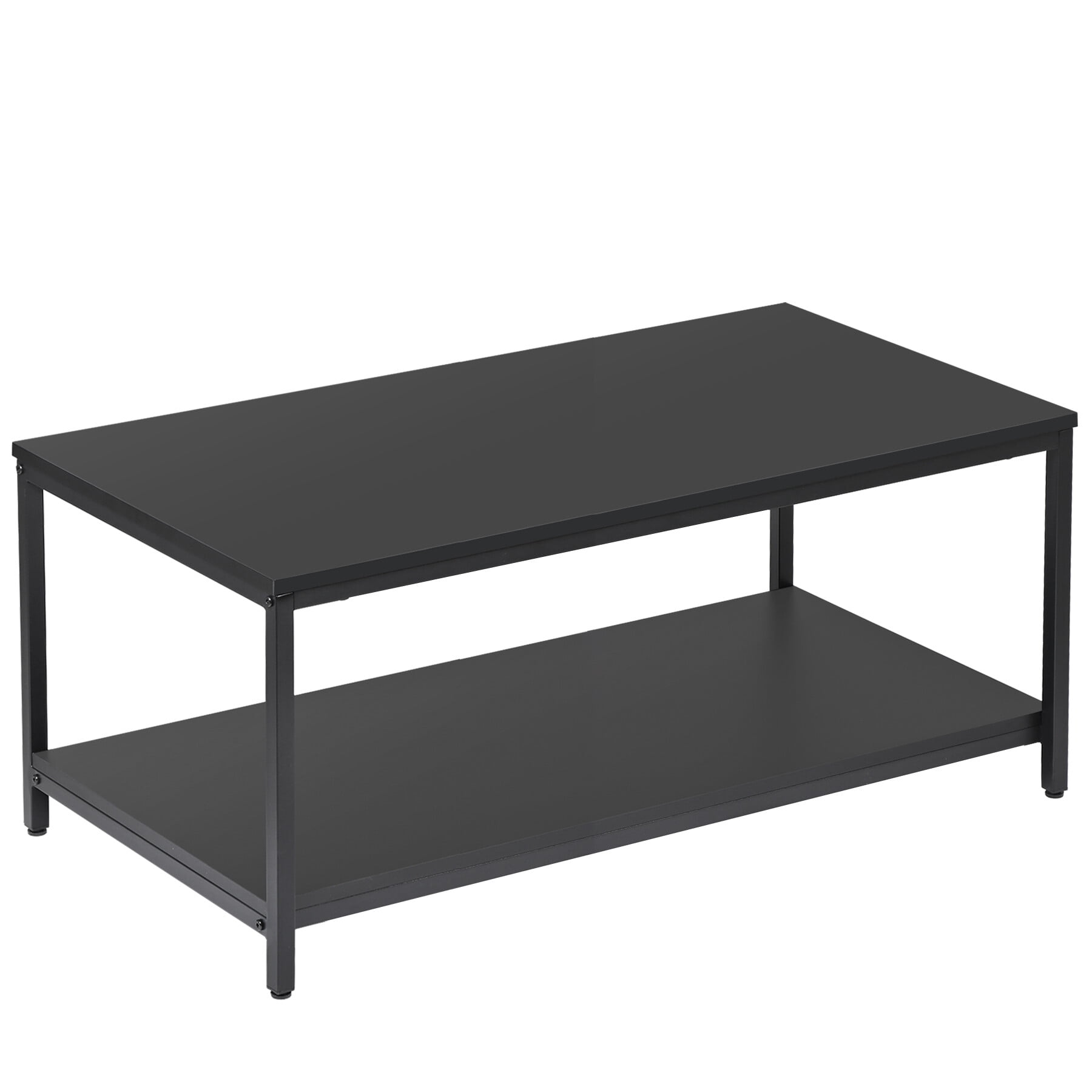 HomGarden 39.4" Modern Rectangle 2-Tier Coffee Table Wood Cocktail Table Home Office