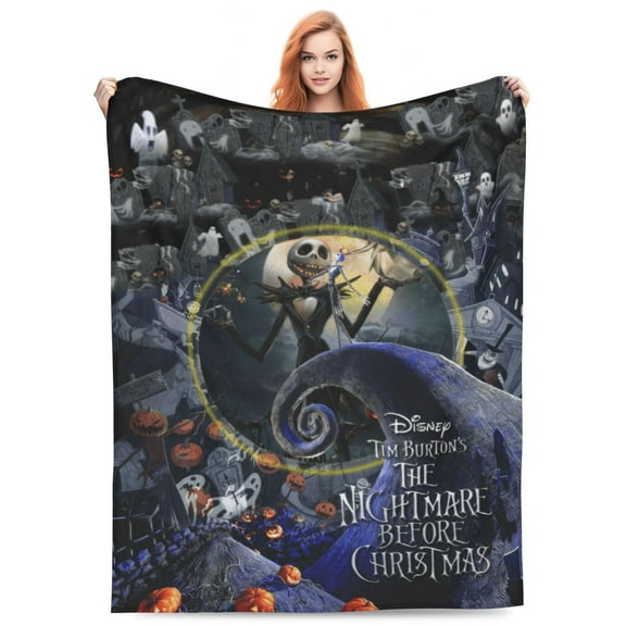 Yoga The Nightmare Before Christmas Throw Blanket, Flannel Christmas Blankets And Throws For All Seasons, Comfy Air Conditioned Blanket 50"X40"