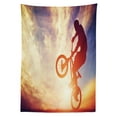thumbnail image 3 of Ambesonne Modern Tablecloth Rectangular Table Cover, Man on Bike Sun, 60"x90", Multicolor, 3 of 4