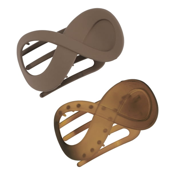Ganga Única 2 piezas de clips de pelo planos para mujeres, clips de garra planos para cabello grueso, clips de pelo planos franceses en ámbar y marrón