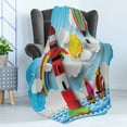 thumbnail image 4 of Lighthouse Soft Flannel Fleece Throw Blanket, Kids Coast with Sailboats Sun Rainbow Hot Air Balloon Clouds Playroom Cartoon, Cozy Plush for Indoor and Outdoor Use, 60" x 80", Multicolor, by Ambesonne, 4 of 5