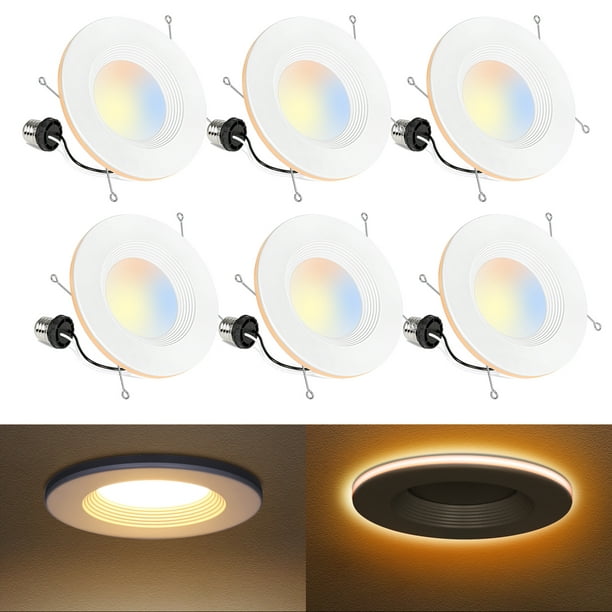 De Alpen mineraal Vrijstelling Eterlight 6 Pack 5/6 Inch LED Recessed Lighting with Night Light, 2700K/3000K/3500K/4000K/5000K  Selectable, CRI90, 1100lm, 15W=100W, Dimmable, Damp Rated LED Can Lights -  Walmart.com