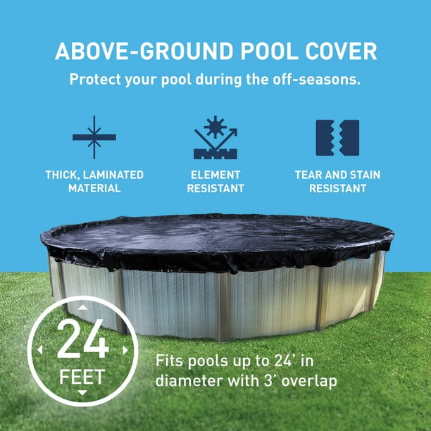 Swimline 24 Ft Above Ground Pool Winter Cover (2 Pack) ＆ Air