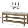 thumbnail image 2 of VKNOW Entryway Bench, 44.3” Upholstered Shoe Bench for Bedroom, 2-Tier Storage End of Bed Bench with Rubberwood Legs for Living Room, Hallway, Brown, 2 of 13