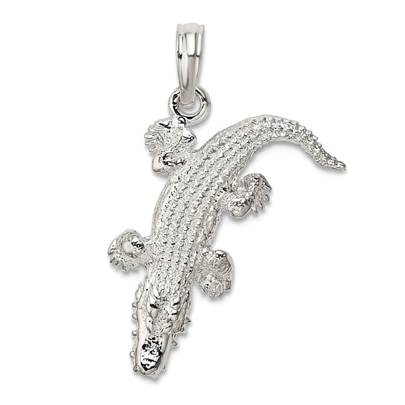 18.5mm 925 Sterling Silver Rhodium Plated Polished 3d Alligator Pendant Necklace Pendant for Women