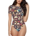 thumbnail image 1 of Balery rock record music Skull Body de cuello redondo de manga corta para mujer Tops de manga corta Tops básicos-XX-Large, 1 of 7