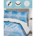 thumbnail image 4 of Blue Summer Beach Summer Quilt Set Full Size, Soft Microfiber Quilted Bedding Set with 2 Pillow Shams, Seaside Ocean Coastal Nautical Lightweight All Season Bedspread Coverlet for Bedroom 78"x90", 4 of 6