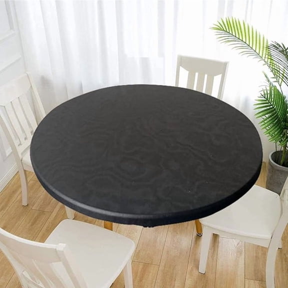 HOMEIORA 1pc Waterproof Tablecloth, Elastic Edge Table Cloth Protector, Wipeable Table Cloth for Tables 23" Diameter, Black