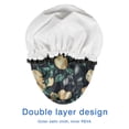 thumbnail image 4 of Shower Caps,Yellow Lemon Fruit Leaves Black Pattern Waterproof Shower Cap for Women 4 Pieces,Double Reusable Hair Cover for Shower PEVA Elastic Stretch Hem, 4 of 7