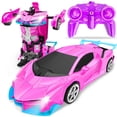 thumbnail image 1 of Auto Robot Transformable Hymaz Pink Robot Car Escala 1 18 Control Remoto Giro 360, 1 of 5
