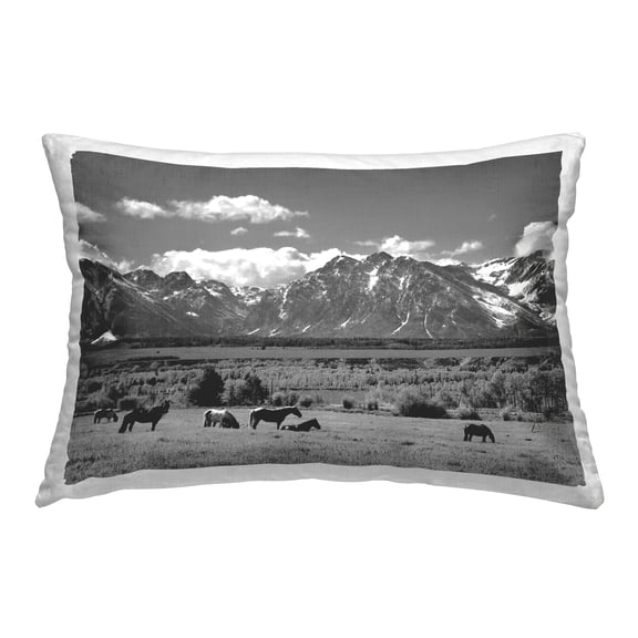 Stupell Industries Mountain Landscape Horses Decorative Printed Throw Pillow, 14 x 20