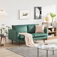 thumbnail image 3 of Kingfun 65" W Velvet Loveseat Sofa Couch, Love Seat Sofas and Couches for Living Room Bedroom Office and Small Spaces, Mid Century Modern Decor Love Seats Furniture with Solid Wood Leg,Green, 3 of 5