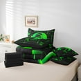 thumbnail image 5 of Erosebridal Green Basketball Bedding Sets Queen Size,Modern Geometric Grid Comforter Sets with Sheets,Glowing Neon Light Bed in a Bag Queen Size For Teens,Breathable Room Decor Reversible,7-Piece, 5 of 6