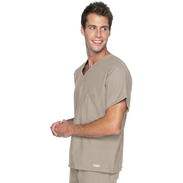 Landau Essentials V-Neck Scrub Top : 1 Pocket, Reversible, Unisex, Classic Relaxed Fit Medical Scrubs 7502
