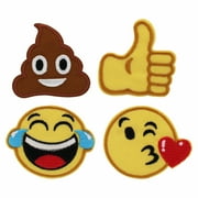 Gwen Studios Embroidered Brown and Yellow Emoji Iron-on Patch Applique Set, 1.75", 4PC