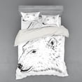 thumbnail image 2 of Ambesonne Animal Bedding Set 3 Pcs, Polar Bear Face Sketchy, Twin, Charcoal Grey White, 2 of 3