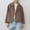 Coffee, variant on Plus Size Women's Wool Blend Lapel Jacket Long Sleeve Button Front Blazer with Pockets - Casual Fall Coat for Work, Weekend Brunch, or Evening Out