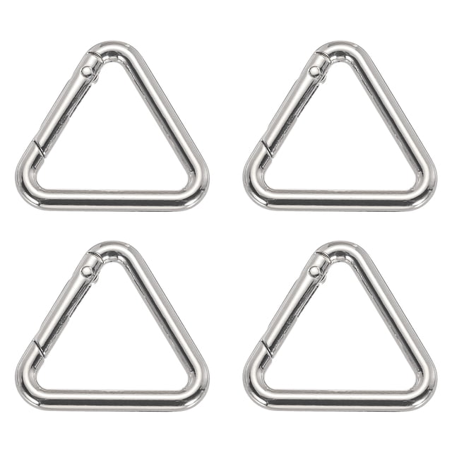 Unique Bargains 1-1/5" Metal Triangle Ring Buckle Triangle Jump Rings Spring Snap Clip Trigger Keychain Silver Tone 4 Pack