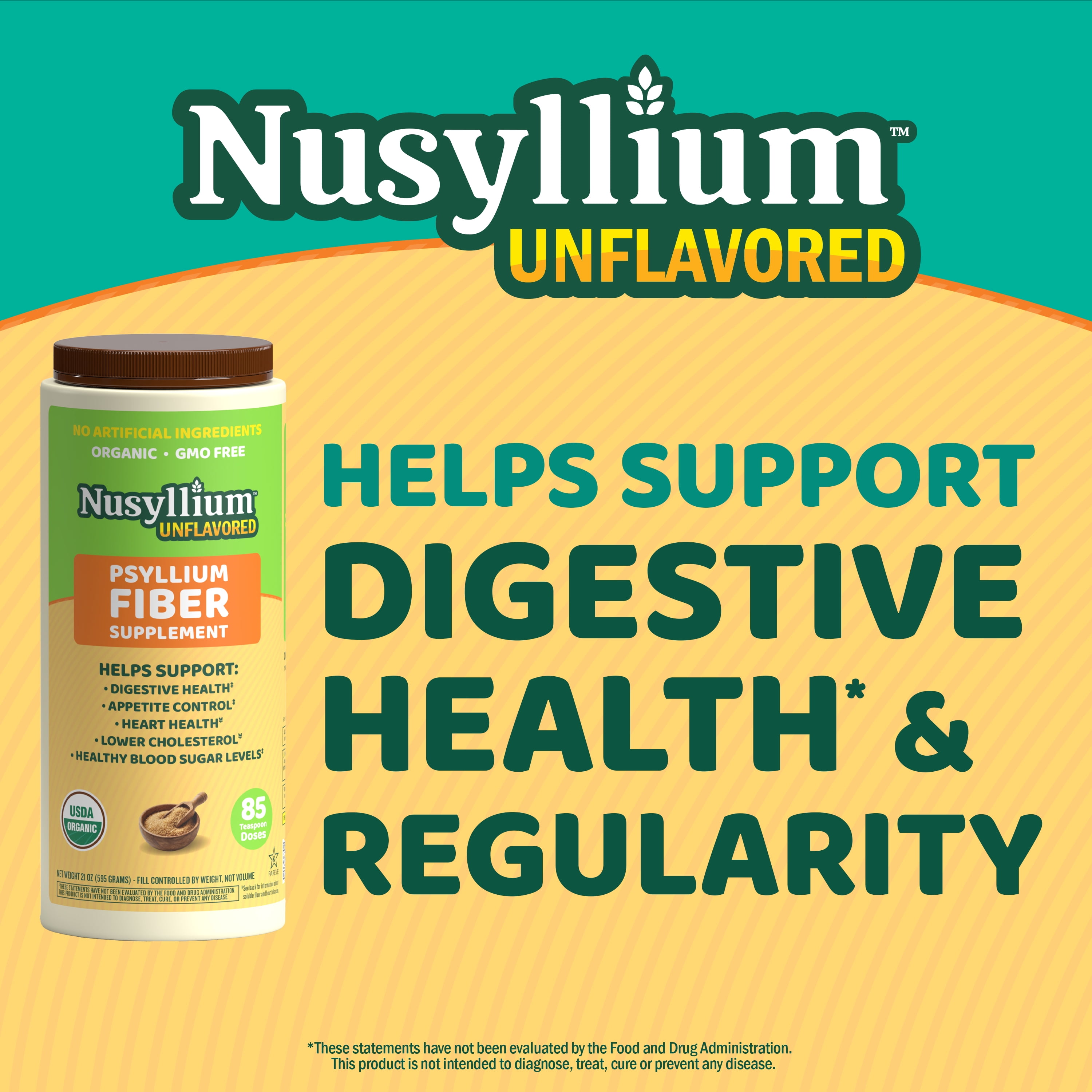 Nusyllium Organic Psyllium Husk Powder, Unflavored, Non-GMO, Gluten-Free, 21oz, 85 Servings