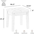 thumbnail image 3 of Upholstered Ottoman Stool with Padded Seat, Tufted Vanity Stool with Solid Wood Legs, Accent Stool, Faux Leather Retro Brown, 3 of 6