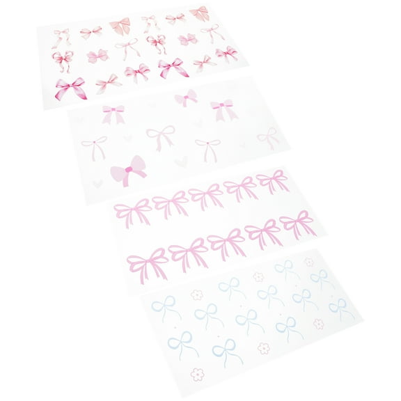 OULII Transfer Stickers for Glass Cups Assorted Color Bow Theme Decals 4Pcs