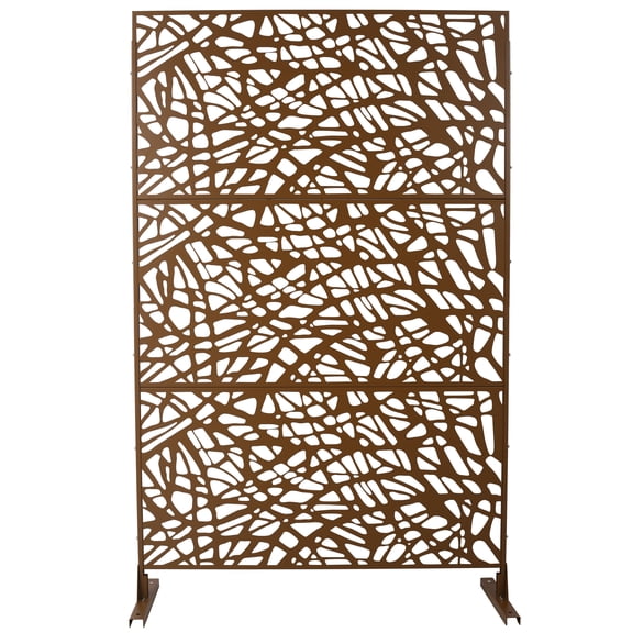 Privacy Screen Outdoor & Indoor Privacy Screen Metal Privacy Screen 76" H×48" W, Freestanding Decorative Privacy Screen for Deck Balcony Patio, Privacy Fence Panels for Outside Lawn Garden PS102 BROW