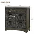 thumbnail image 3 of Solid Wood Storage Cabinet with Two Drawers and Four Classic Rattan Basket for Kitchen/Dining Room/Entryway/Living Room (Light Gray), 3 of 6