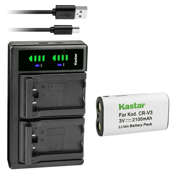 Kastar 1-Pack CR-V3 Battery and LTD2 USB Charger Replacement for Olympus Brio D100, Brio D150, Brio D230, Brio D370, Brio D380, Brio D390, C-150, C-160, C-170, C-200, C-2020, C-2040 Zoom, C-2040Z