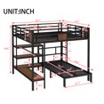 thumbnail image 4 of Miekor Furniture Queen Over Twin Bunk Bed with storage area on upper bed, lower bed with hangers and shelves, Space-Saving/Noise Reduced,black 05598, 4 of 12