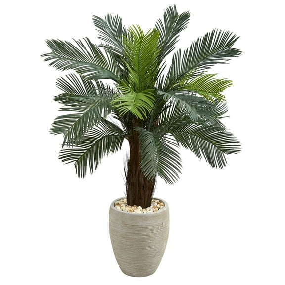 Nearly Natural 4.5' Cycas Artificial Tree in Oval Planter