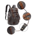 thumbnail image 4 of Mochila HuaChen Vintage de lona 18x32x20 cm con piel, 4 of 6