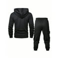 thumbnail image 4 of Black Workout Gym Matching Lounge Jogger Pants 2PC Set for Mens Winter Fall 2 Piece with Hood Straight Leg Basic Long Leg Pants Jacket Hood Outfit 2PC Set Mens 2025 S, 4 of 4