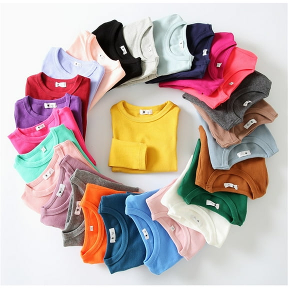 Girls T Shirts Kids Baby Boys High Collar Soft Uni Long Sleeve Tee Versatile Coffee Girls Tops 2-3 Years