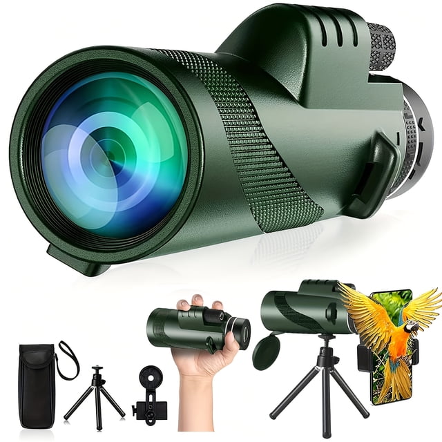HLONK Télescope Monoculaire HD Haute Puissance avec Trépied et Adaptateur – Portée de 1000 Yards Design Compact pour Observer les Oiseaux Randonnée Observation des Étoiles – Cadeau Parfait pour les Amateurs de Plein Air