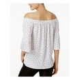 thumbnail image 2 of KENSIE $69 Womens New 1084 White Black Polka Dot Bell Sleeve Top L B+B, 2 of 4