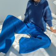 thumbnail image 6 of Women's Tailored Wide Leg Work Pants High Waisted Flowy Business Casual Palazzo Pants Blue XL, 6 of 10