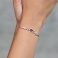 thumbnail image 4 of Gem Stone King Keren Hanan 1.70 Ct Peach Morganite Purple Amethyst 925 Silver and 10K Yellow Gold Lab Grown Diamond Bracelet for Women, 4 of 5