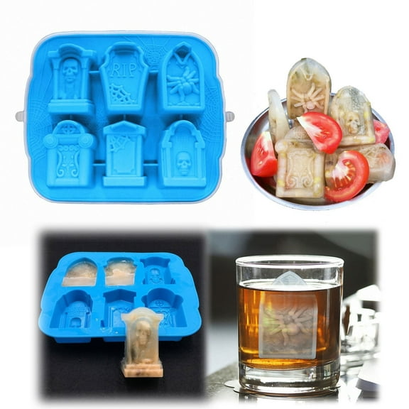 Clearance Ice Cube Mold under $5 3D Halloween Coffin With Silicone Tray For Candy Ice Cube Jelly Mini Cake Soap Crayon Melt Baking Bar