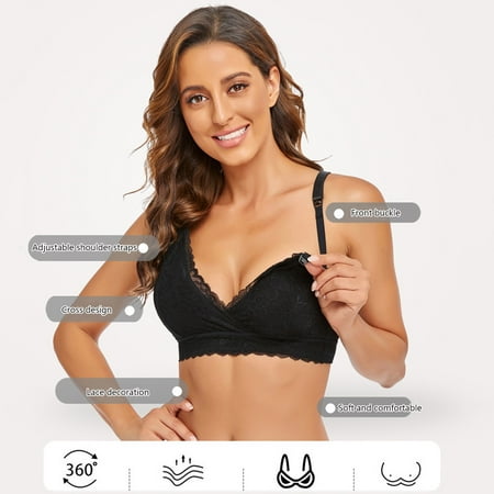 

eczipvz Bras for Women Compression Wirefree High Support Bra for Women S to Plus Size Everyday Wear Exercise and Offers Back Support Black L