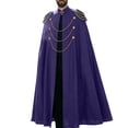 thumbnail image 3 of UTSJKR Men’s Vintage Stand‑Up Collar Full‑Length Cloak with Ornate Shoulder Chain Accent, Medieval Robe for Halloween Cosplay, Stage Role‑Play and Costume Gathering Purple, 3 of 7