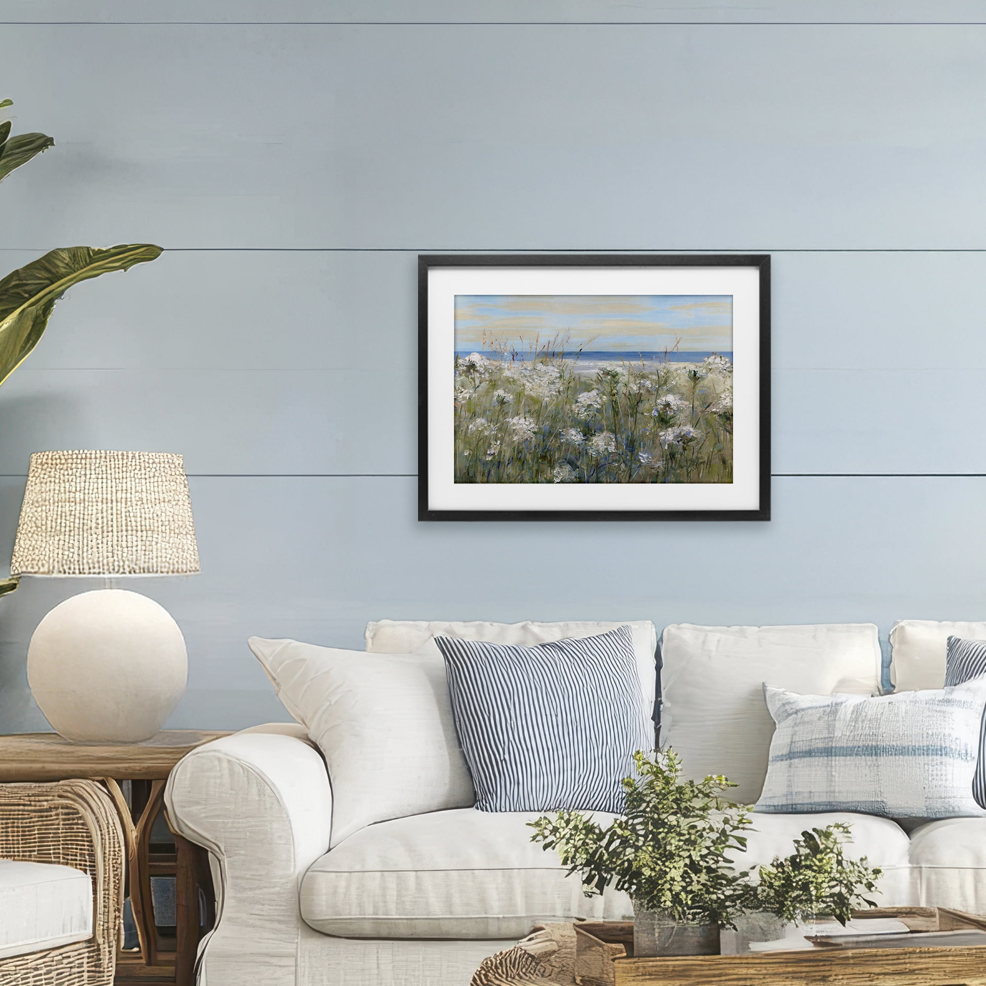 Stupell Industries Impressionist Seaside Meadow Black Framed Print Under Glass, design by Sally Swatland