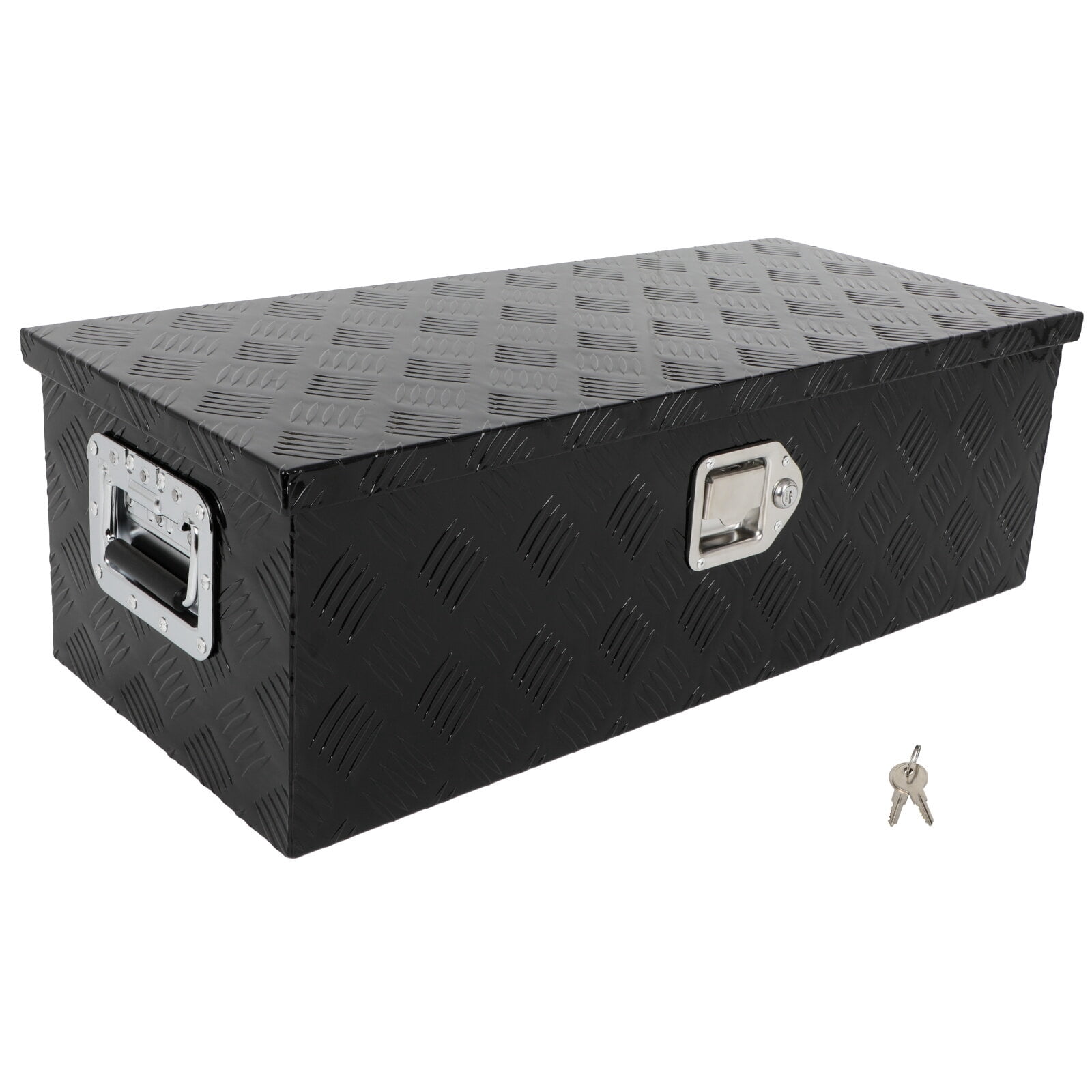 Truck Bed Tool Box 30inch Underbody Flatbox Truck Bed RV Trailer Pickup Toolbox Heavy Duty Underbed Tools Chest Box with Side Handle, Lock and Keys Black